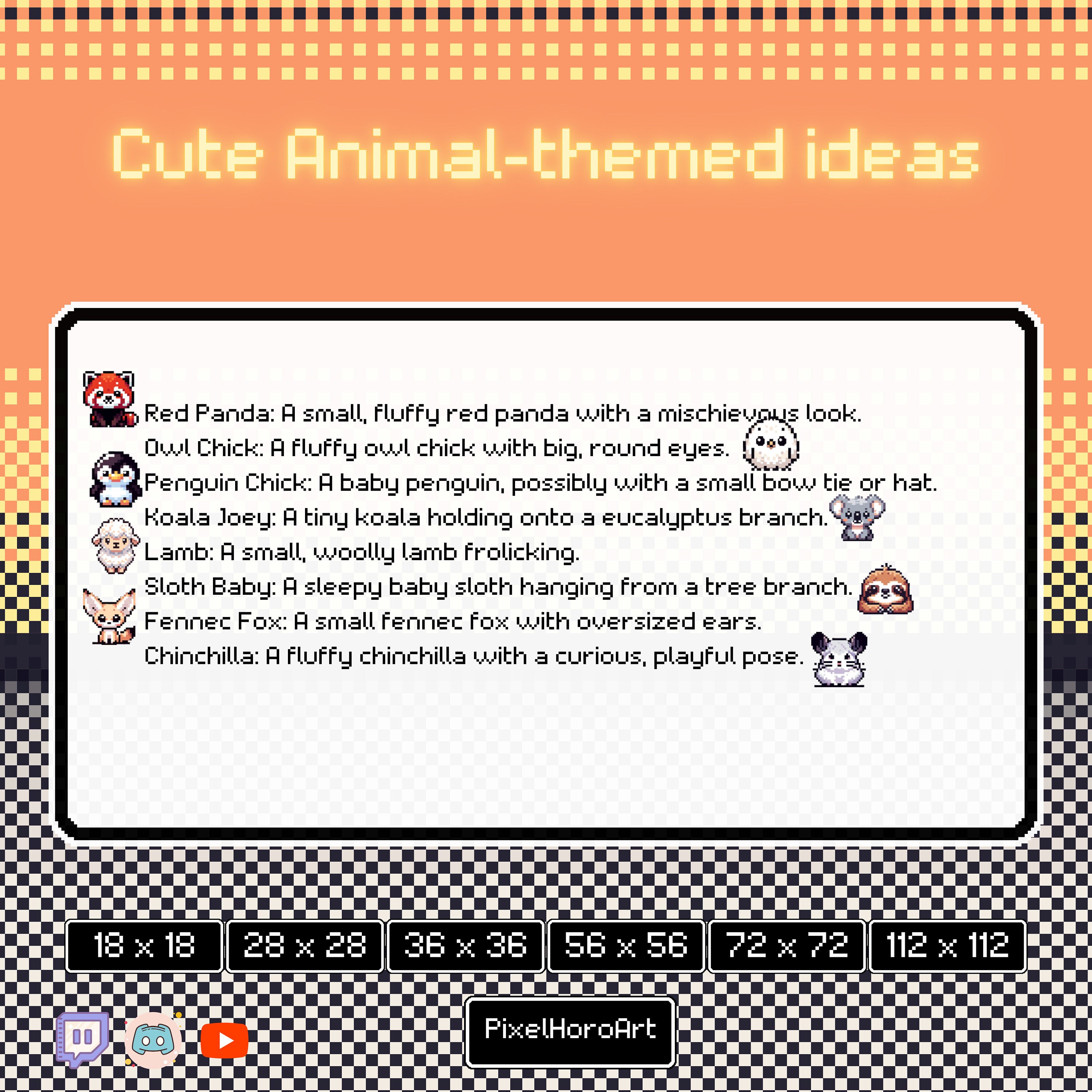 Cute Animal Theme Set 2 Pixel Art Style Sub, Bid, Emotes Badge for ...