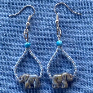 Czech Glass Elephant Earrings