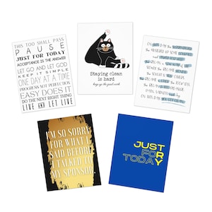 Cadeau de récupération unique, anniversaire, étape importante, encouragement et cartes d'anniversaire - Cartes de voeux multi-designs (paquet de 5)