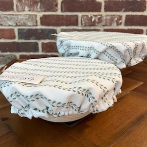 Cotton Bowl Cover Jar Cap - Washable - Lined - Sourdough - KitchenAid - Sage Leaf - Cotton - Fermenting | Scrunchy Homesteader