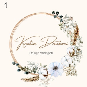 Logo design template download desired production shop Canva flowers