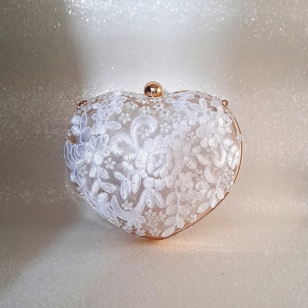 Vintage-inspired Heart Shaped White Lace Bag - Unique Valentine's Day Present