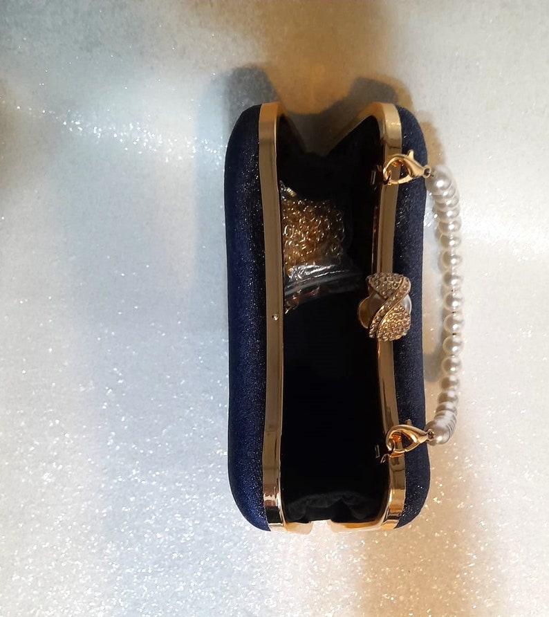 Blue Velvet Chain Shoulder Cross Clutch Bag