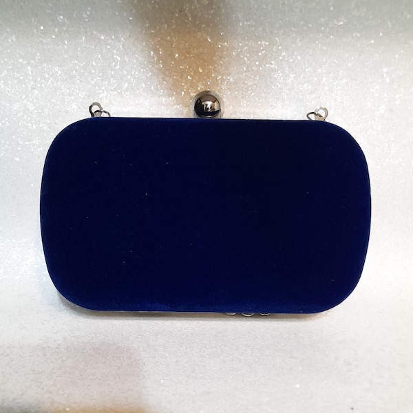 Stunning Blue Velvet Evening Bag - A Must-Have Accessory for the Bride or Bridesmaid