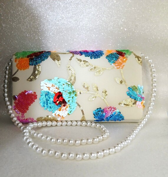 Sac Pochette Vintage Soirée Blanc Cassé - Occasion, Style Clutch Ou épaule