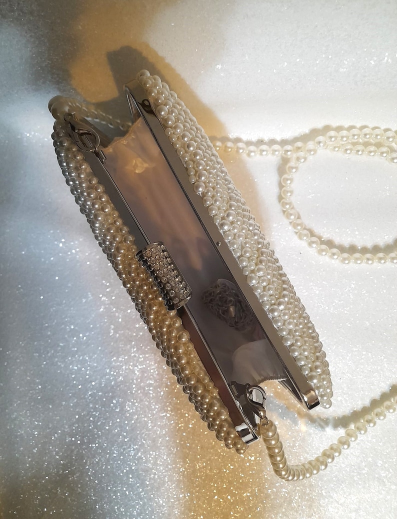 Ivory Pearl Clutch Bag: Elegant Bridal Party Purse image 6