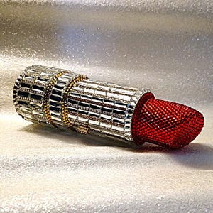 Bolso de mano de noche con cristales de Swarovski, bolso de mano con pintalabios brillante, accesorio lujoso para eventos formales