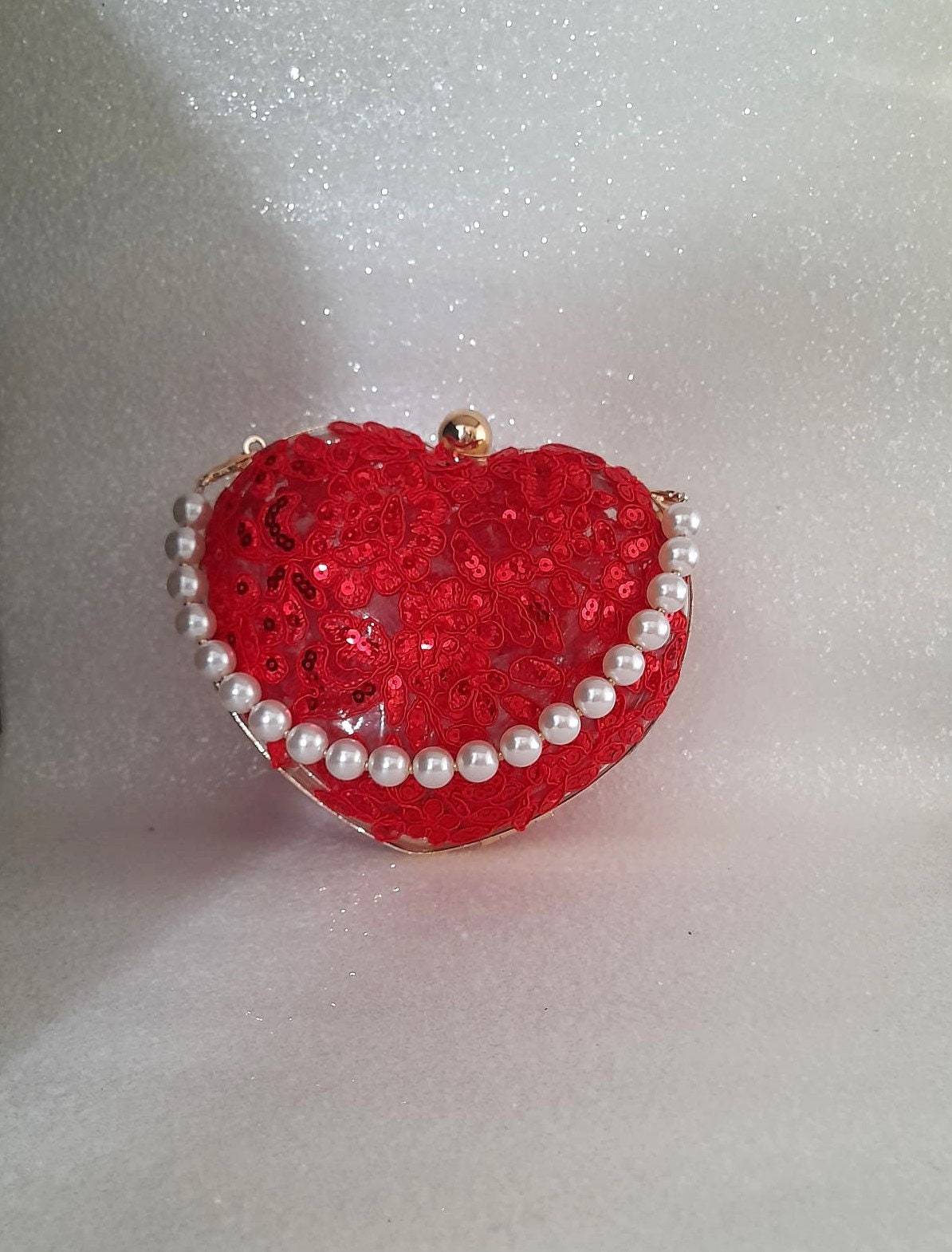 Red heart clutch bag new arrivals