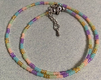 Multicolor Transparent Beaded Necklace, Colorful Necklace, Rainbow Necklace, Gift for Bestfriend, Gift for Her, Gift for Kids, Gift for Girl