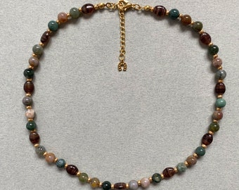 Elegant Brown Gemstone Necklace, Bohemian Necklace, Healing Stone Necklace, Unique Handmade Necklace, Boho Chic Gemstone Necklace