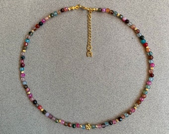 Mixed Colour Gemstone Necklace, Rainbow Necklace, Colorful Fluorite Pendant Necklace, Handcrafted Gemstone Jewelry Gift, Gift for Girlfriend