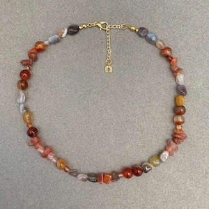 Elegant Bohemian Gemstone Necklace, Dark Orange Necklace, Gemstone Choker Necklace, Graduation Necklace, Bridesmaid Necklace, Boho Necklace