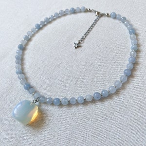 Aquamarine Necklace, Aquamarine Choker, Beaded Gemstone Necklace, Genuine Aquamarine Necklace, Dainty Beaded Necklace, Light Blue Necklace