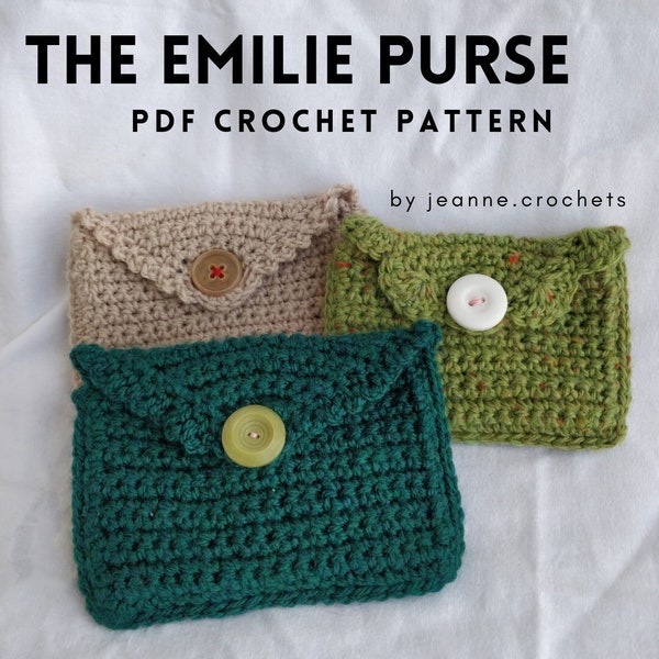 Crochet wallet | Crochet wallet pattern |  Crochet coins and card holder | The Emilie purse