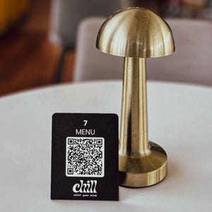 Metal QR Code Table Stand, Custom Business Logo Sign, Durable QR Menu Display for Restaurants & Cafes