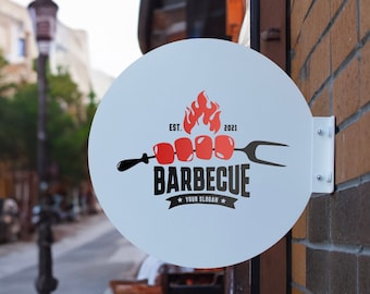 Customizable Double Sided Metal Blade Sign: Personalized Business Logo