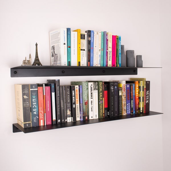 Modern Floating Bookshelf, Metal Heavy Duty Book Shelves, Office Decor, Wall Bookshelf for Living Room