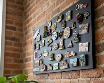 Metal Travel Magnet Board, Handmade Wall Display Gift for Travelers