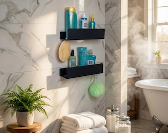 Minimalist Black Shower Shelf, Bathroom Organizer, Shower Storage Hanging