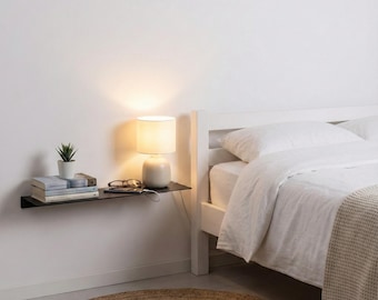 Floating Nightstand Shelf, Metal Bedside Table, Space Saving Bedroom Decor