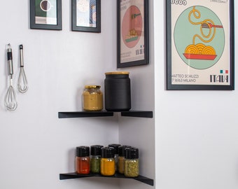 Metal Corner Shelf, Black Floating Corner Shelves