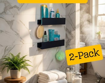 2 Pieces Minimalist Black Shower Shelf, Bathroom Organizer, Shower Storage Hanging