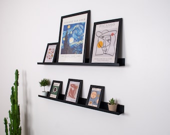 Modern Picture Ledge Shelf, Floating Gallery Wall Shelves, Thin Frame Shelf