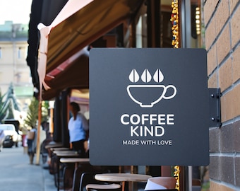 Double Sided Metal Blade Sign: Custom Logo, Wall Mounted Shop Sign