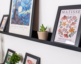 Mensola Sospesa A Parete 110 Cm In Metallo Nero – Carico 8 Kg, Design Nordico Per Quadri E Libri
