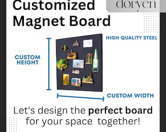 Custom Size Magnet Board, Personalized Travel Souvenir Display, Black Magnetic Wall Panel & Office Memo Organizer