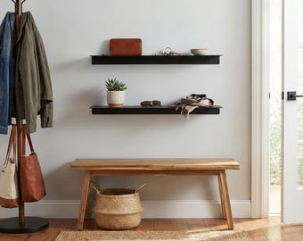 Entryway Floating Shelf, Metal Key and Wallet Holder, Small Wall Console Table