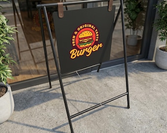 Custom Metal A-Frame Business Sign, Personalized Sidewalk Sandwich Board with, Durable Weather-Resistant Outdoor Display for Storefronts