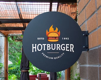 Customizable Double Sided Metal Blade Sign: Personalized Business Logo