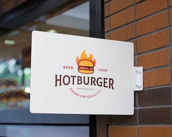 Custom Metal Blade Sign: Double Sided Storefront Logo Sign (19"x12")