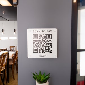 Metal Scan to Pay QR Wall Sign, QR Code Sign with Logo, Small Business Marketing Sign,  Customizable QR Code Sign