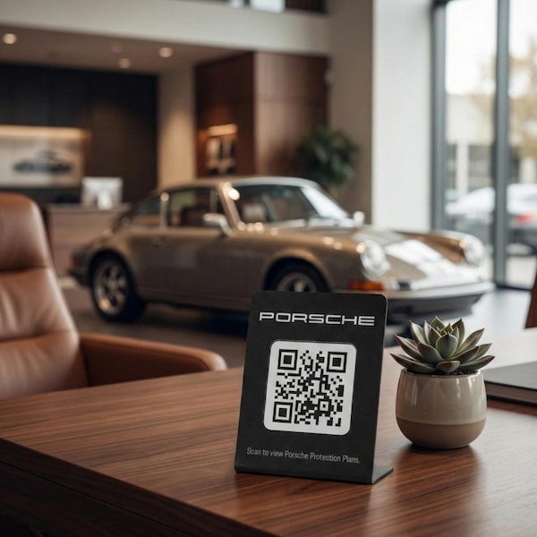 Letrero de código QR metálico personalizado: Stand de marketing para pequeñas empresas