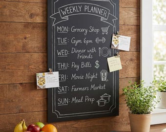 Magnetisch metalen schoolbord: handgemaakt keukenmenubord met krijt