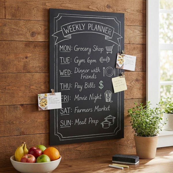 Tableau magnétique en métal : tableau de menu de cuisine fait main avec craies