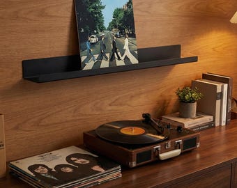 Vinyl Record Wall Shelf, Now Playing Album Stand, Metal LP Display Holder