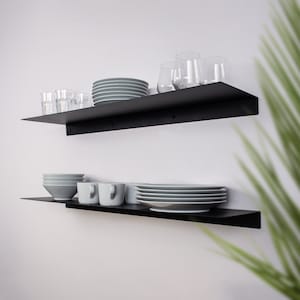 Modern Floating Kitchen Shelf, Metal Heavy Duty Wall Shelves