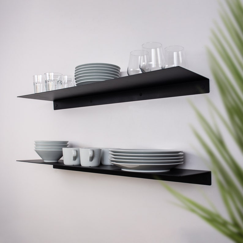 Modern Floating Kitchen Shelf, Metal Heavy Duty Wall Shelves image 1