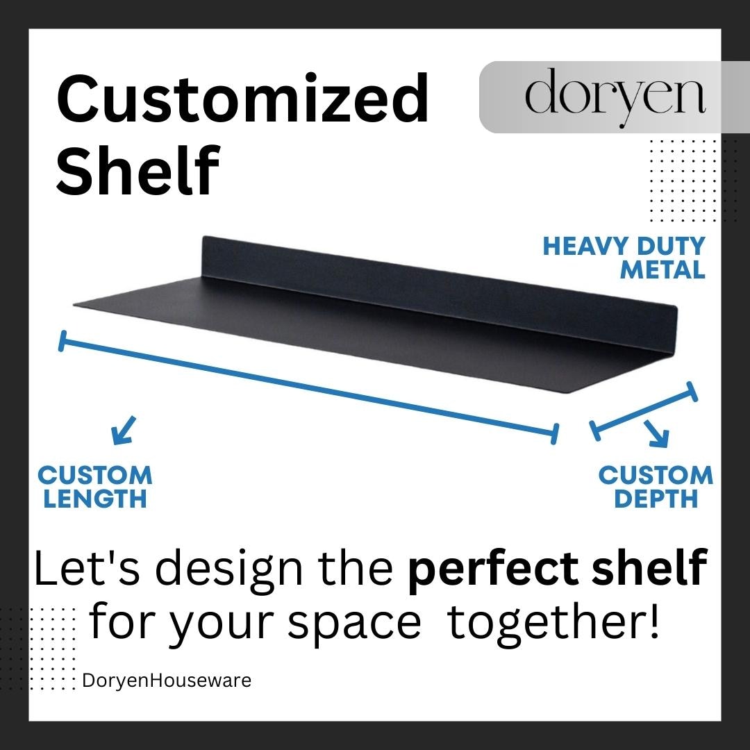 Custom Size Metal Floating Shelf, Personalized Heavy Duty Rack, Modern ...