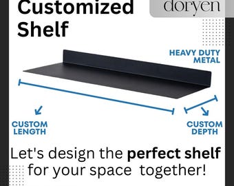 Custom Size Metal Floating Shelf, Personalized Heavy Duty Rack, Modern Industrial Wall Decor