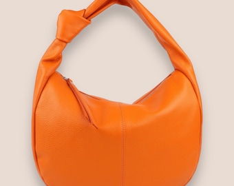 Leren knooptas, knooptas, dameshandtas, grote tas, schoudertas, leren tas, leren dameshandtas