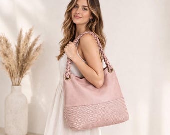Handbag, woven bag, woven leather bag, tote bag, hobo bag, women's shoulder bag, shopper bag, women's leather handbag