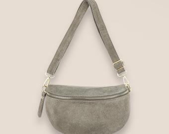BRISE Marsupio SAHEL In Vera Pelle Scamosciata Fatto A Mano – Made In Italy – Beige, Con Cintura In Pelle E Cinghie Larghe - 4