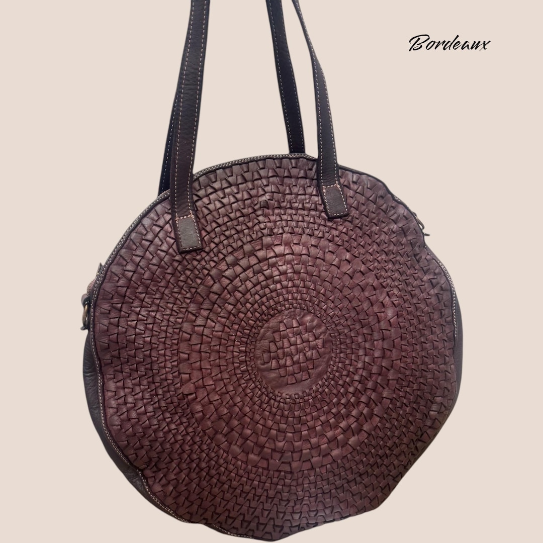 Schultertasche Runde Lederhandtasche Geflochtene Tasche Tasche