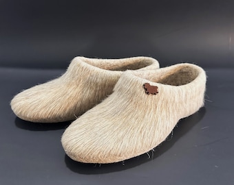Wool Felted Slippers, Cute Fuzzy Handmade Unisex Clogs for Home, slippers women, slippers men, New Home Gifts, Ships Free/Fast
