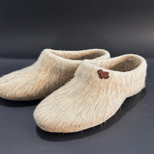 Wool Felted Slippers, Cute Fuzzy Handmade Unisex Clogs for Home, slippers women, slippers men, New Home Gifts, Ships Free/Fast