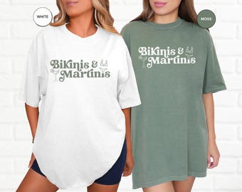 Bachelorette Party Couple Shirts, Bikinis & Martinis Shirt, Girls Trip Shirt, Beach Trip Tee, Girls Getaway, Bridal Party, Comfort Colors W